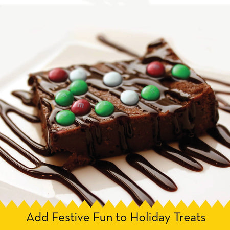 Brownie topped with M&M's Holiday Mint Milk Chocolate Candies