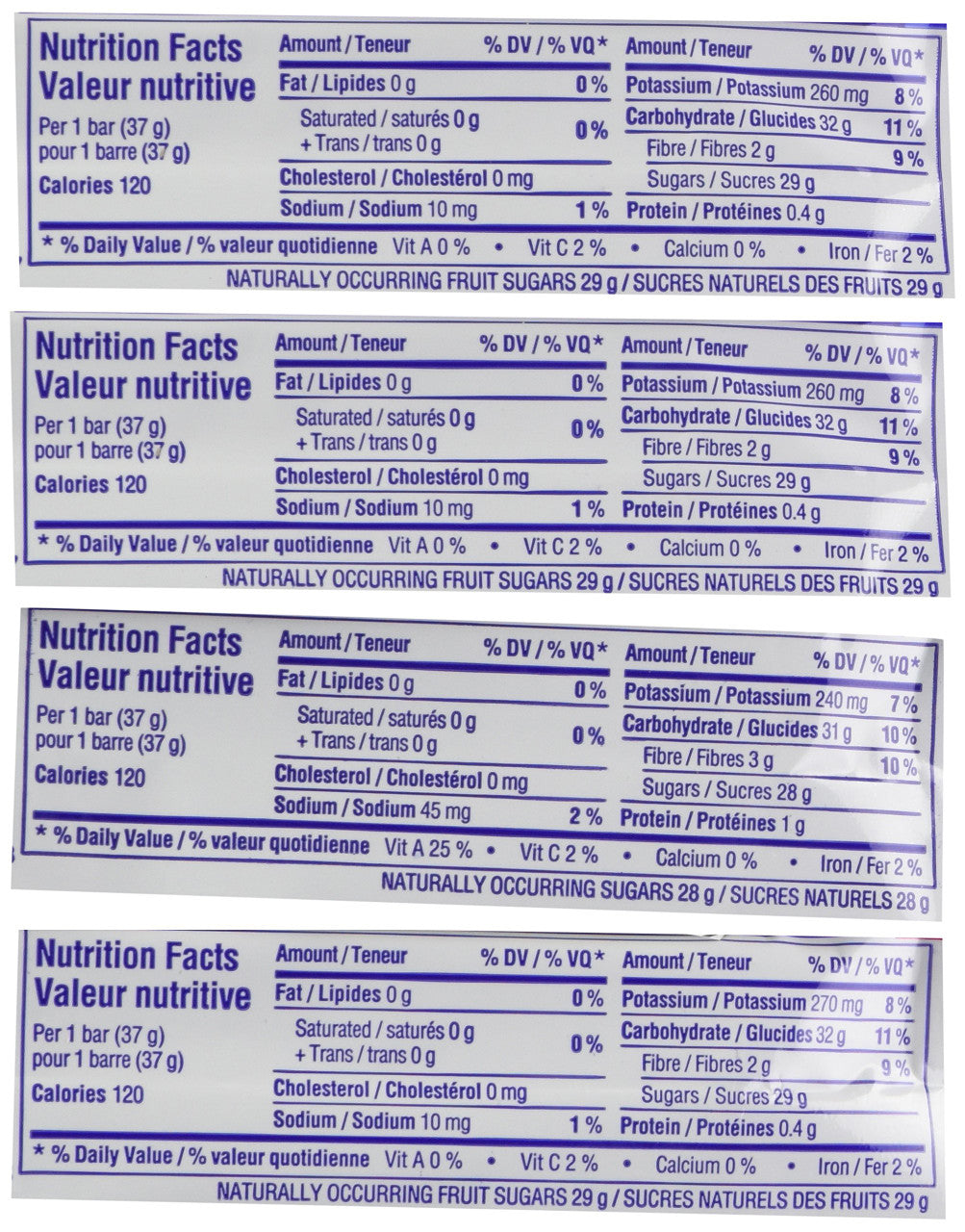 Sunrype Fruitsource 100% Fruit Bar, 30ct X 37g Bars, 4 Flavours, (Impo