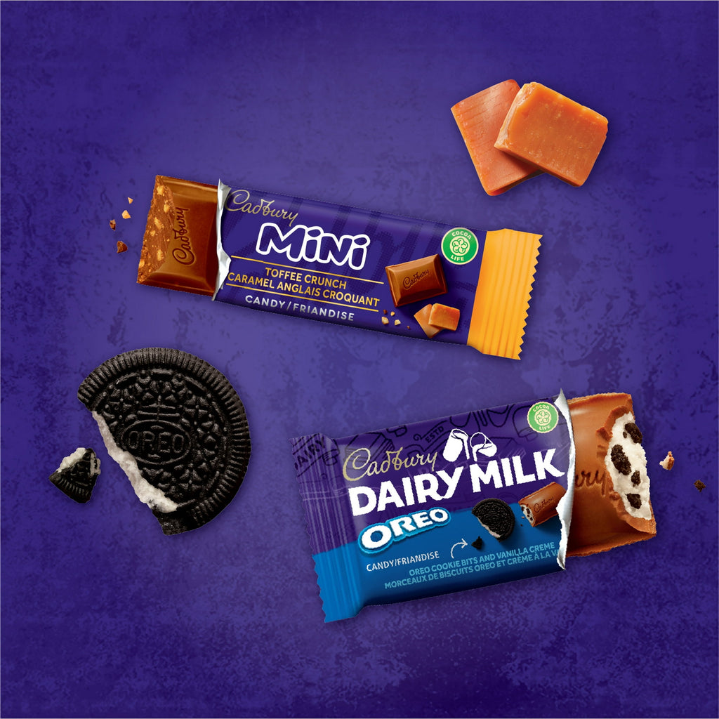 Cadbury Chocolate 45 Fun Treats, Mini Toffee Crunch & Oreo Dairy Milk Chocolate Bars, 585g/20 oz. Box