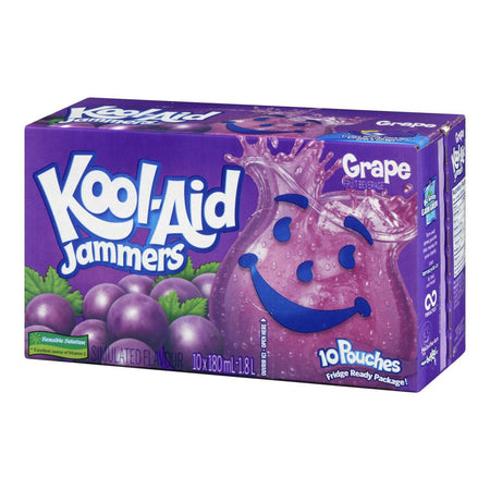 KOOL-AID Jammers Grape Juice, 10ct, 180ml, {Imported from Canada}