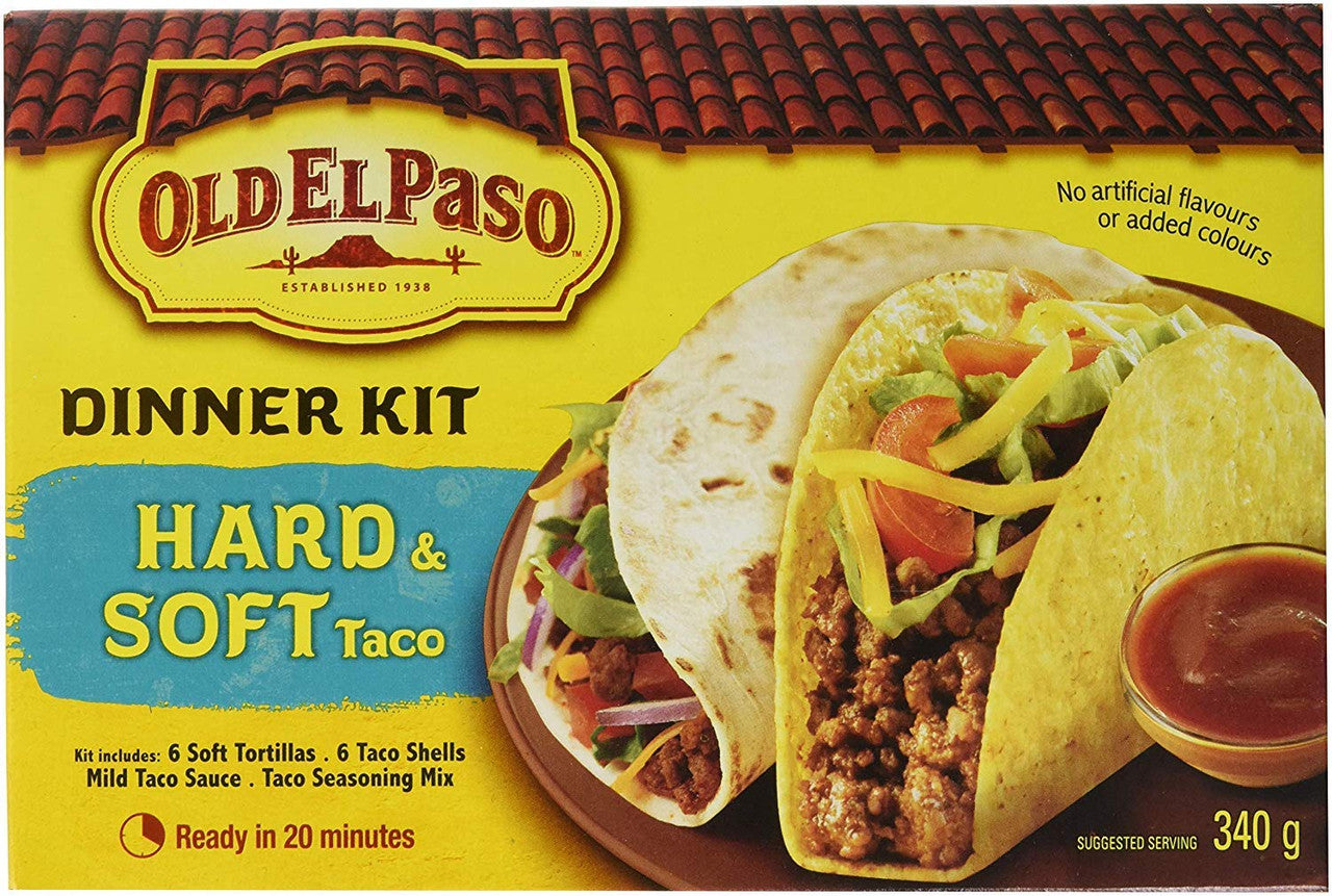 Old El Paso Hard and Soft Taco Kit, 12 shells, 340g/12 oz., {Imported from Canada}