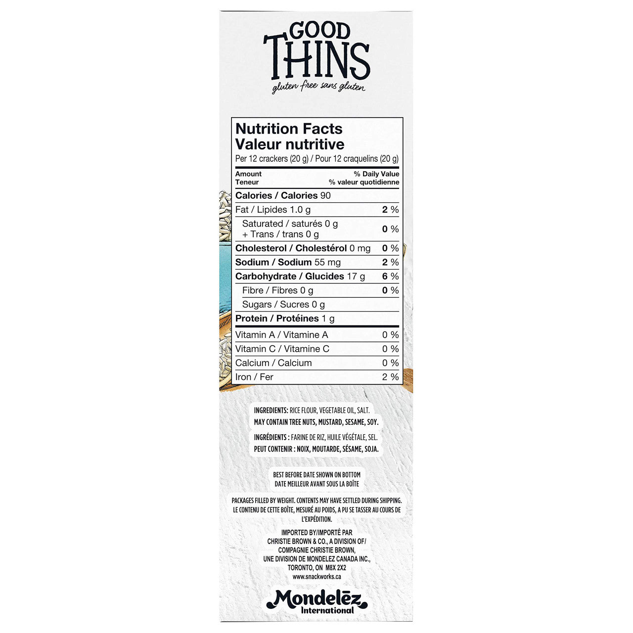 Good Thins Rice Thins Simply Salt Saltines, 100g/3.5oz, (Imported from Canada)
