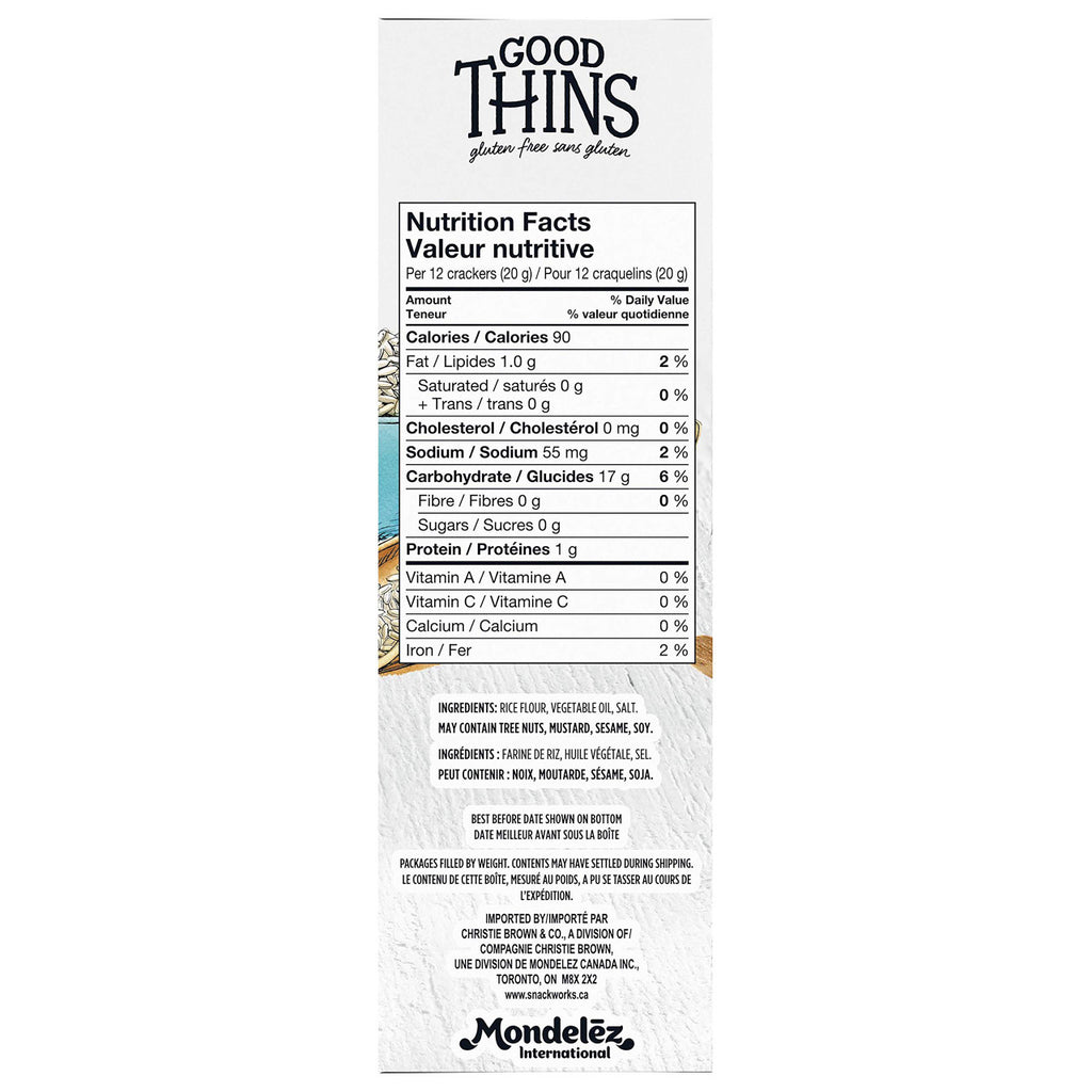 Good Thins Rice Thins Simply Salt Saltines, 100g/3.5oz, (Imported from Canada)