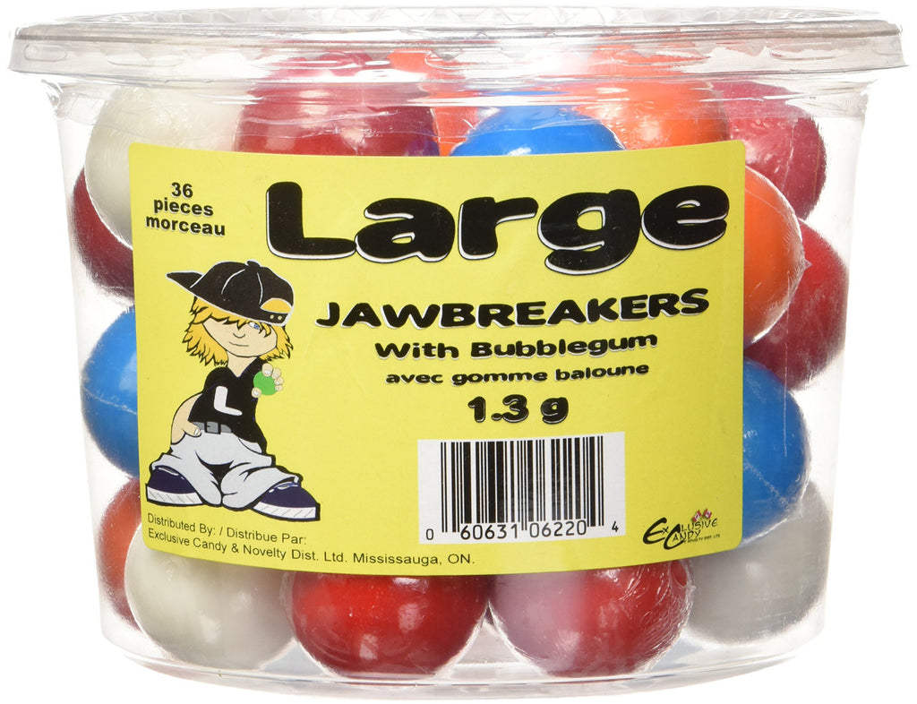 Exclusive Brands Large Jawbreakers with Bubble Gum, 36 count, 1.3kg/46 oz. Tub, {Imported from Canada}