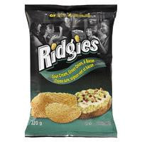 Old Dutch Ridgies Sour Cream, Green Onion, Bacon, Chips, 220g/7.8oz, (Imported from Canada)