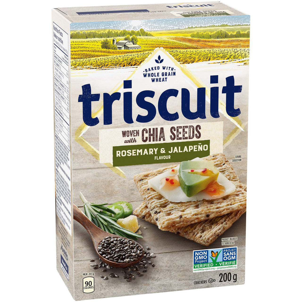 TRISCUIT Rosemary & Jalapeno Crackers with Chia Seeds, 200g/ 7.1 oz., (6 pack) {Imported from Canada}