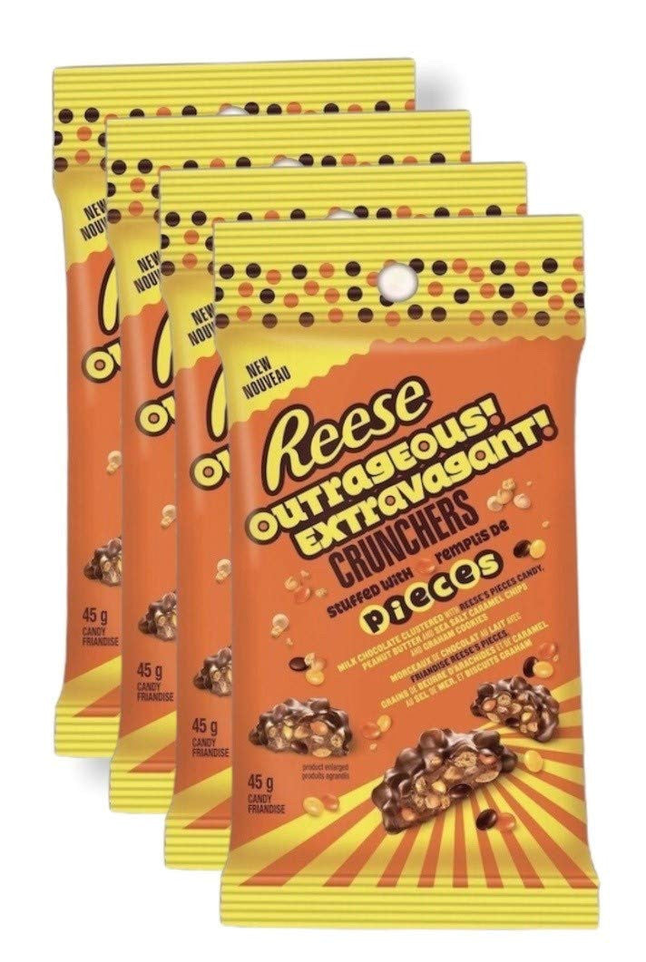 Reese Outrageous! Crunchers Candy - 45g/1.6oz.,(4 Pack) {Imported from Canada}