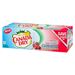 Canada Dry Club Soda, Pomegranate Cherry, 355ml, 12pk, {Imported from Canada}