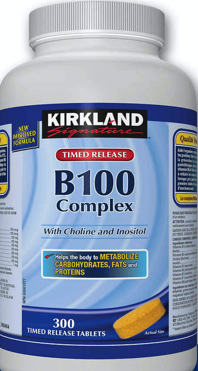 Kirkland Signature Vitamin B100 Complex, 300 tabs {Imported from Canada}