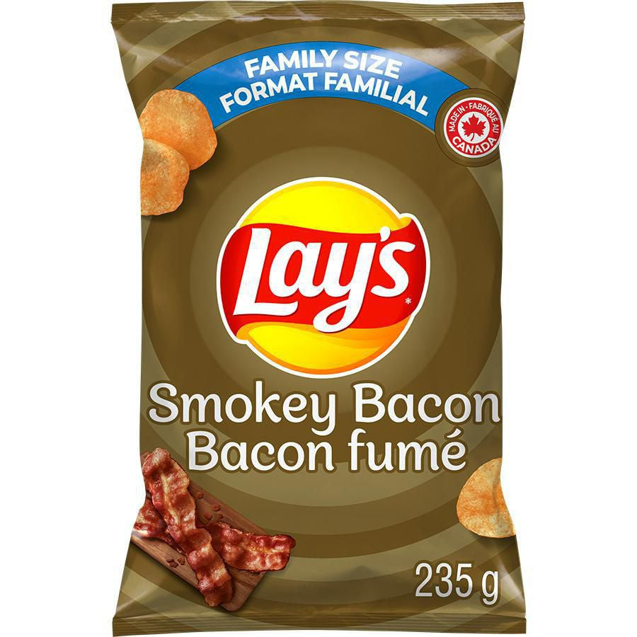 Lay's Smokey Bacon Potato Chips 235g/ 8.3oz, {Imported from Canada}