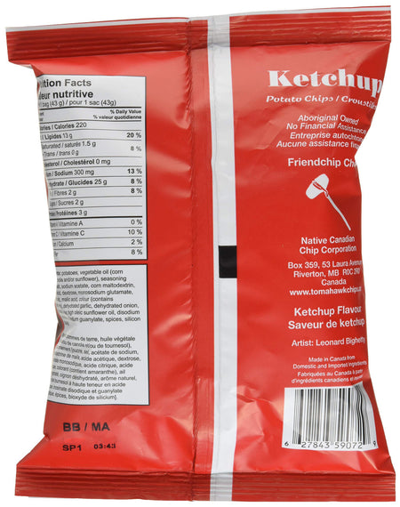 Tomahawk Ketchup Flavour Potato Chips, 43g/1.5 oz., Vending Size Bag, {Imported from Canada}