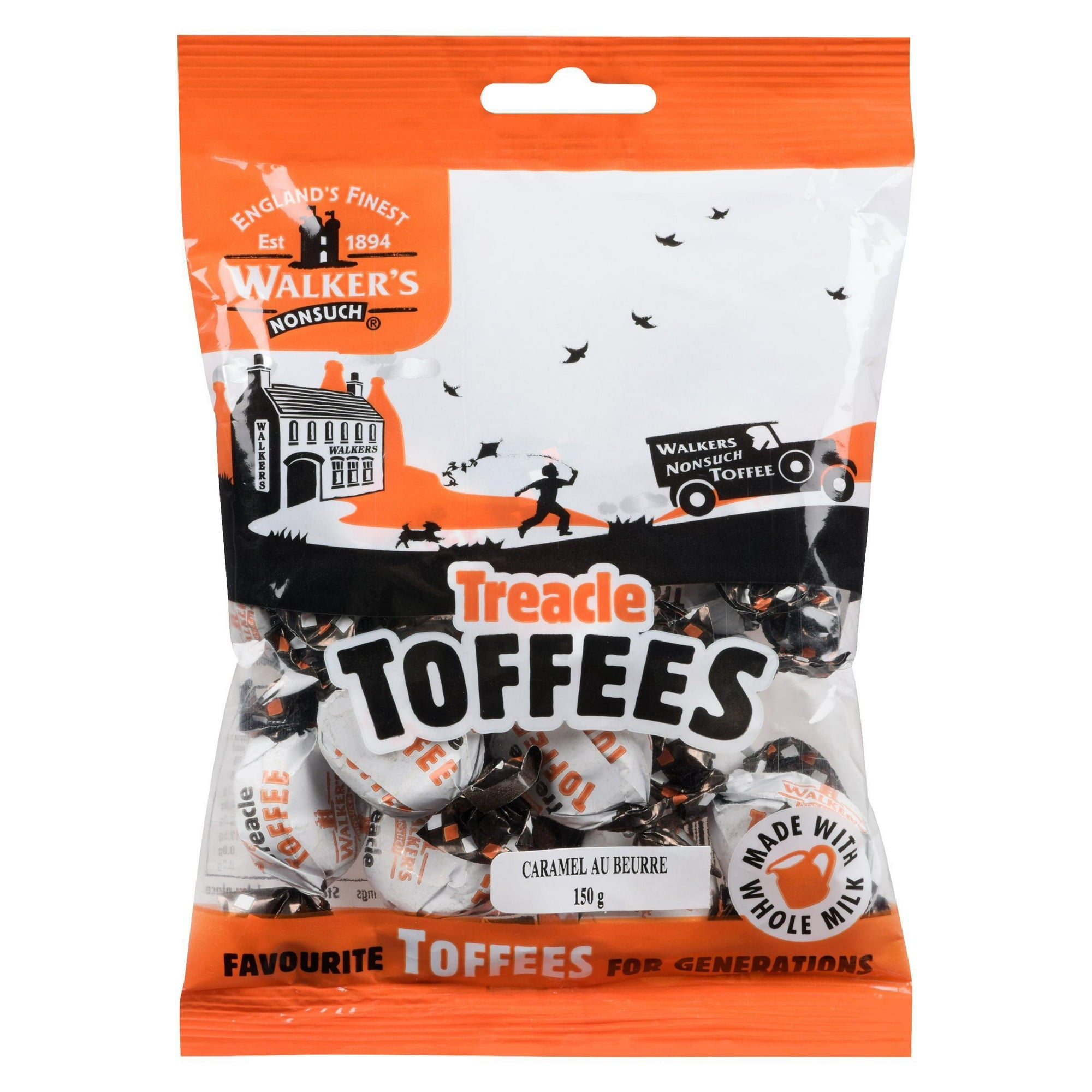 Walker's Nonsuch Treacle Toffees, 150g/5.3 oz., Bag, front of bag.