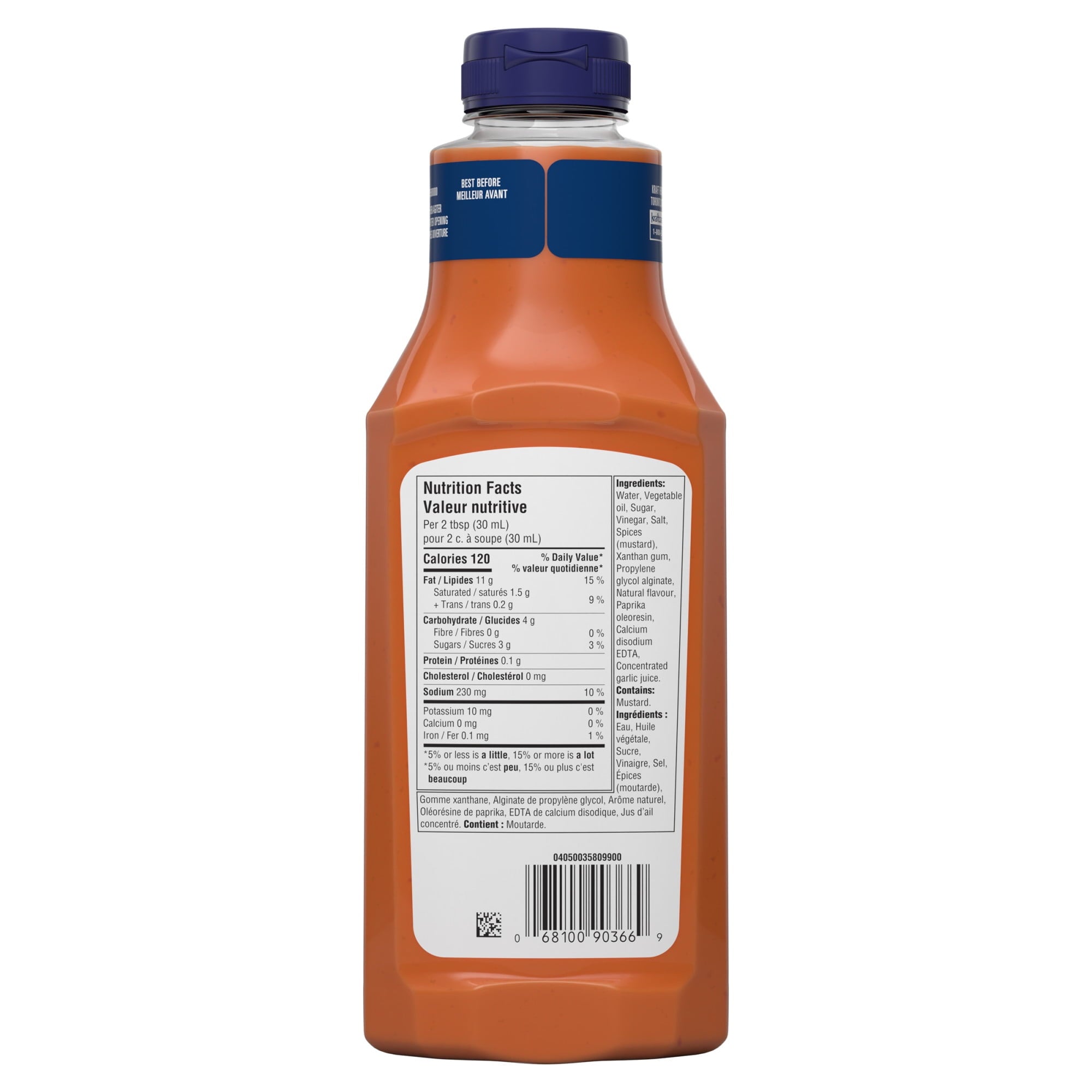 Kraft French Dressing 425ml/14.4 oz., Bottle, back of bottle