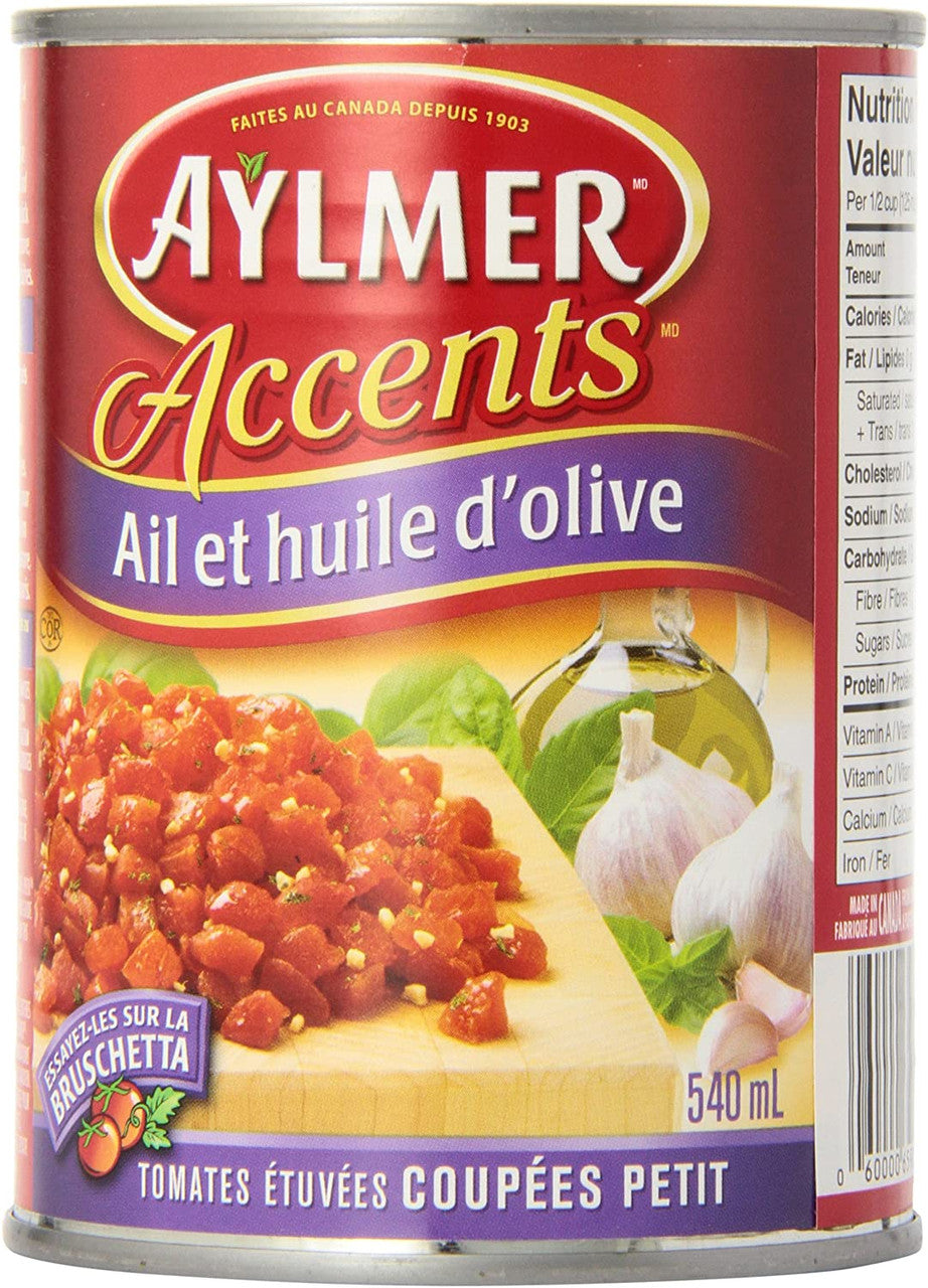 Aylmer Accents Tomatoes, Garlic & Olive Oil, 540ml/18.3 oz., {Imported from Canada}