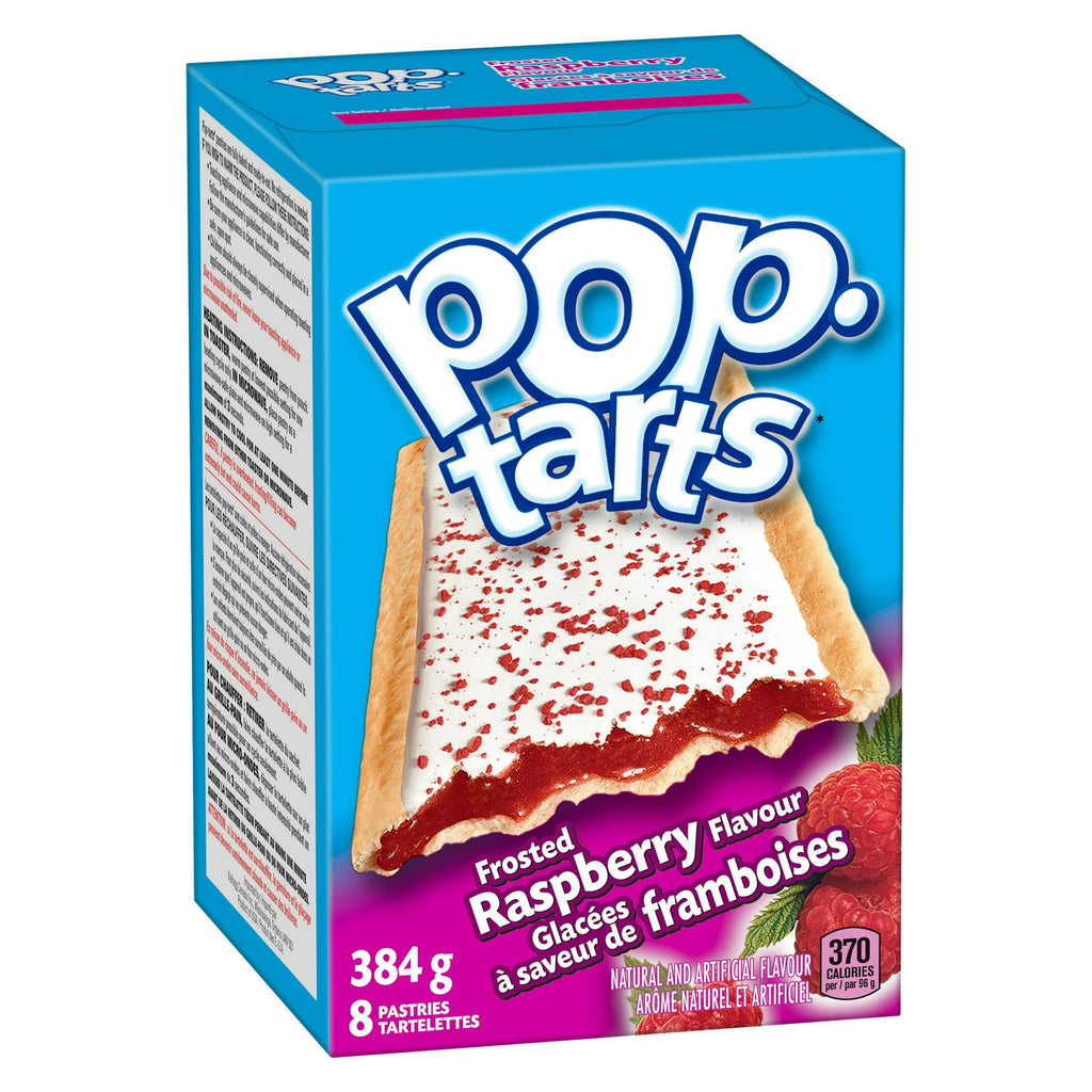 Kellogg's Pop-Tarts, Frosted Raspberry Flavored, 8 pastries, 384g/13.5 oz., Box, front of box.