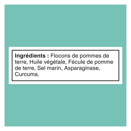 List of ingredients in french for Lay's Poppables Sea Salt Potato Snack - 200g on a green background