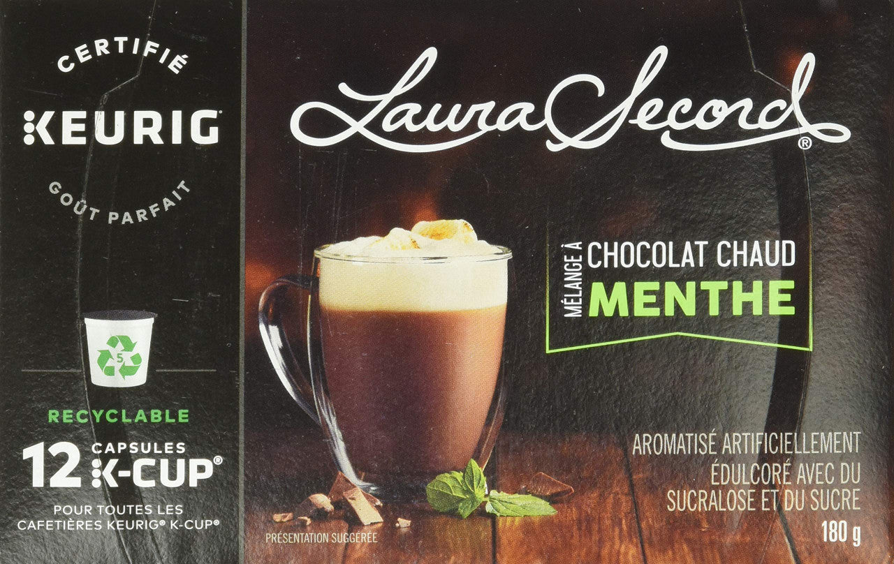 Laura Secord Mint Hot Chocolate Mix for Keurig K-cup, 12 pods, 180g {Imported from Canada}