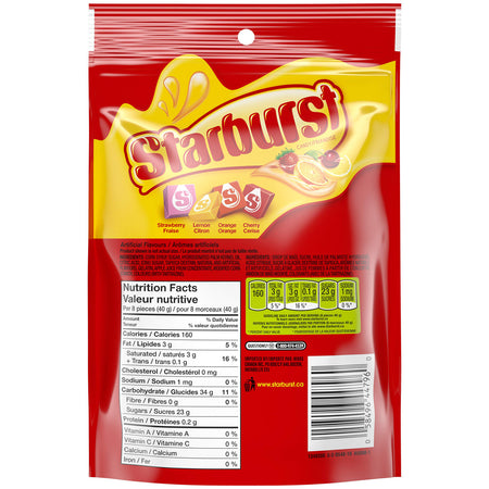 Starburst Original Fruit Chews Candy, Stand Up Pouch, 320g/11.3oz, (Imported from Canada)