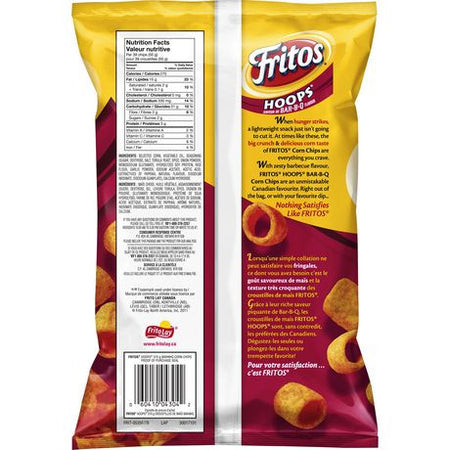 Fritos Hoops BARBQ Corn Chips 370g/13oz Bag {Imported from Canada}