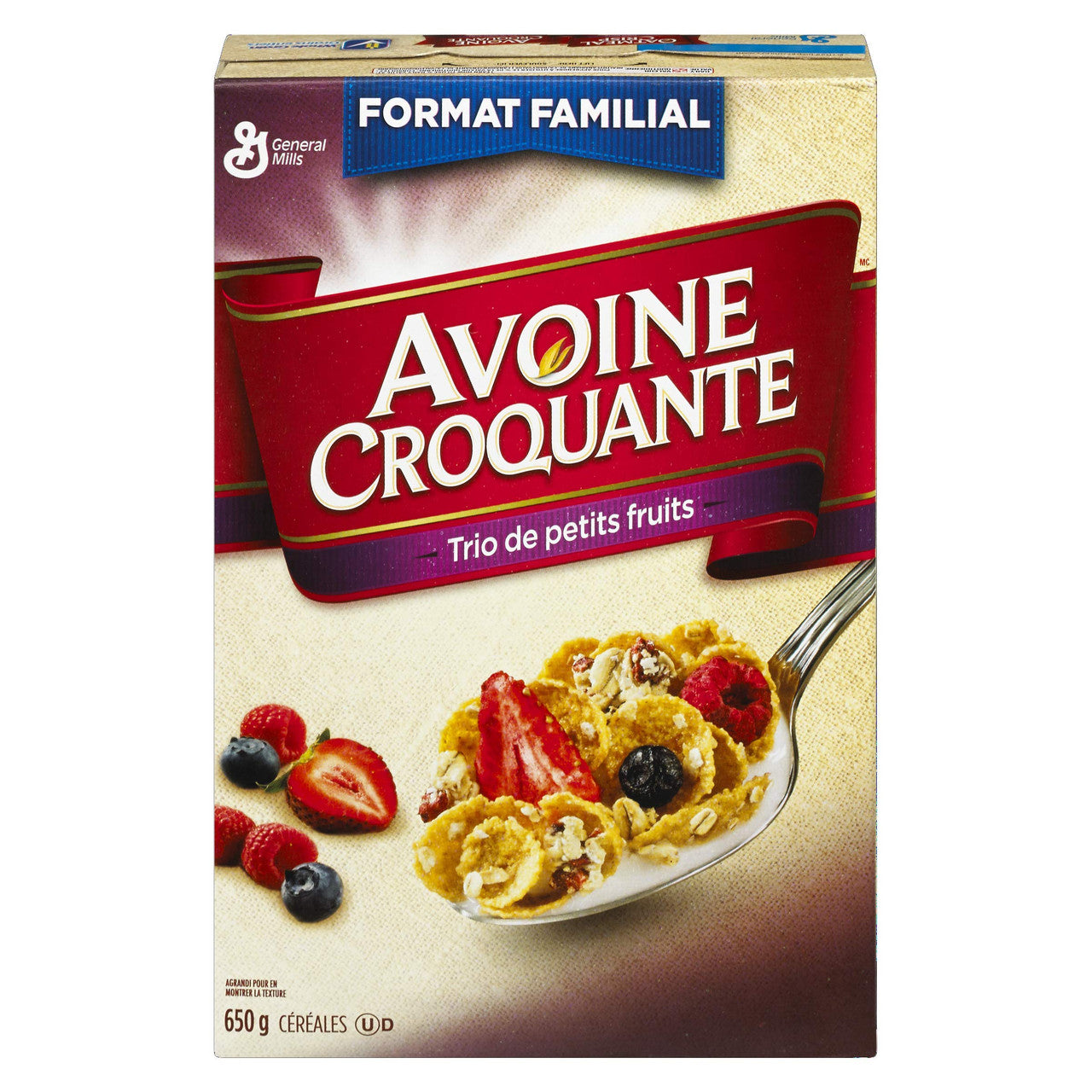 General Mills Family Size Oatmeal Crisp Triple Berry Cereal, 650g/22.9oz, (Imported from Canada)