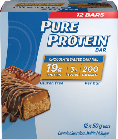 Pure Protein,Gluten Free, Snack Bars, Chocolate Salted Caramel, 50g/1.8oz., 12ct, {Imported from Canada}