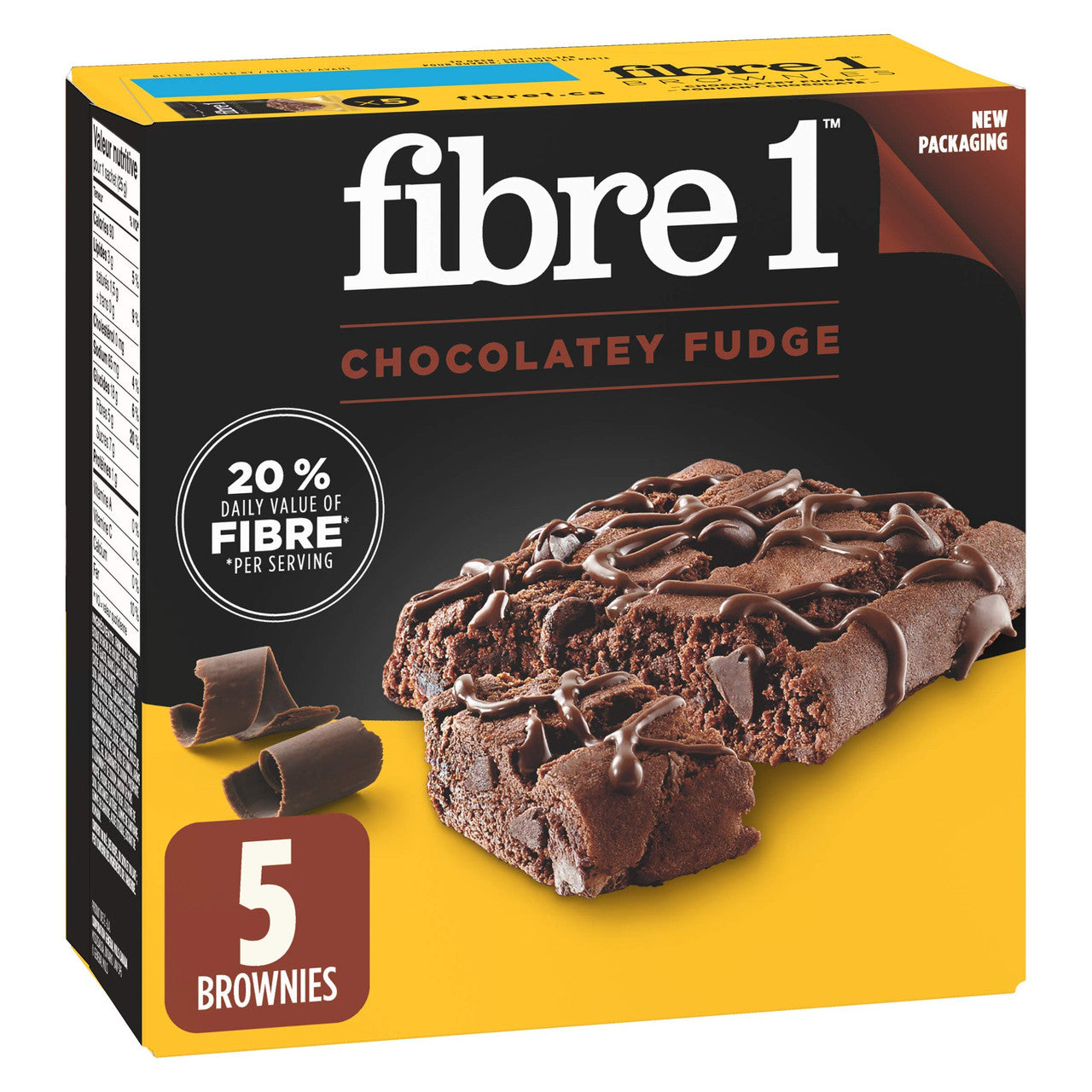 Fibre 1 Chocolatey Fudge Brownies, 5-Count, 125g/4.4oz., {Imported from Canada}