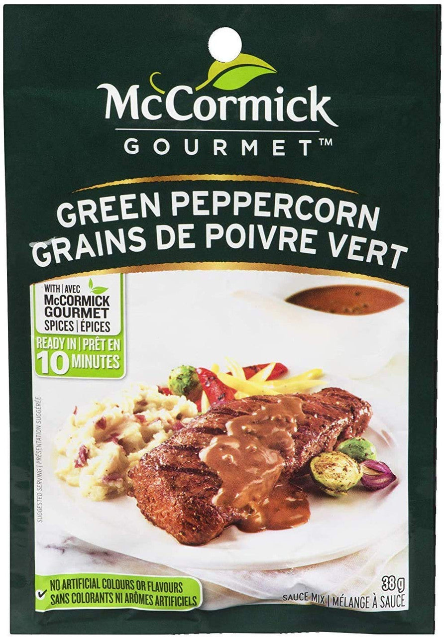McCormick Gourmet, Sauce Mix, Green Peppercorn, 38g/1.3oz, (12 Pack) (Imported from Canada)