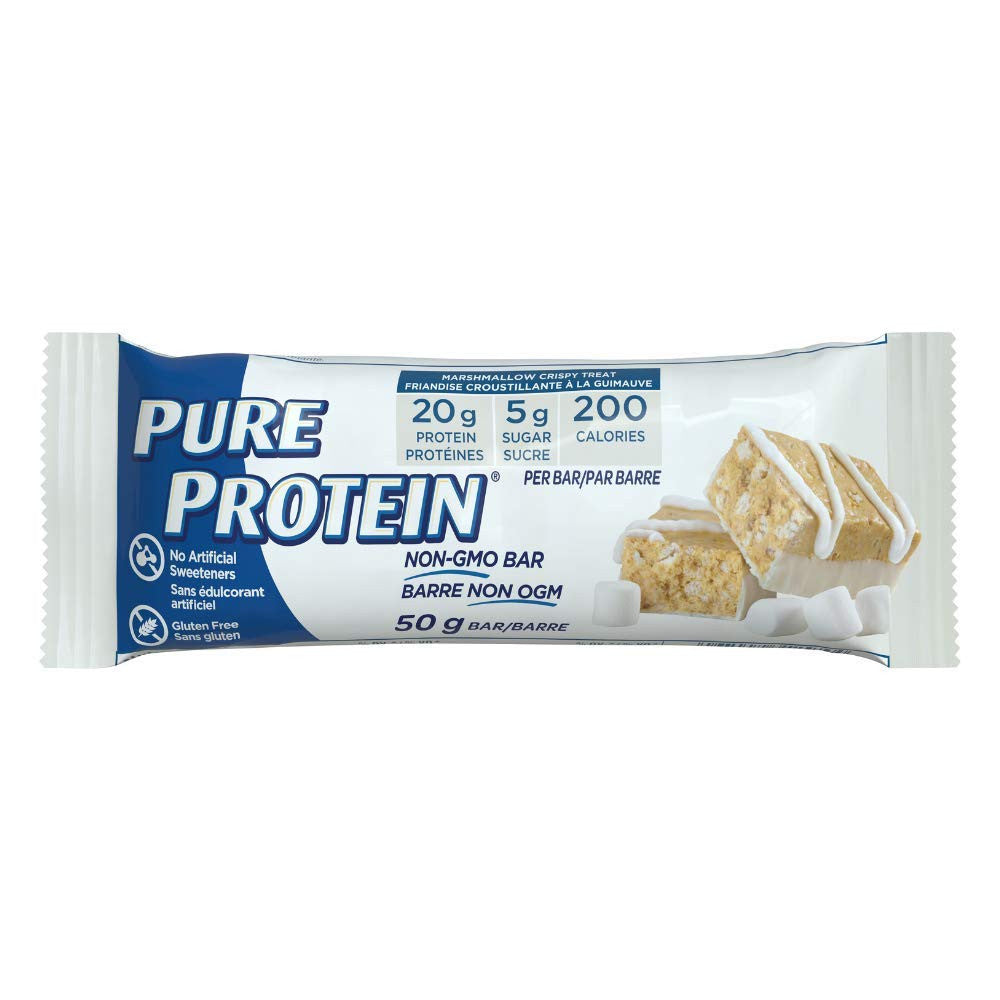 Pure Protein Bars, Marshmallow Crispy Treat Flavour, (6 X 50g/1.7 oz.) Bars, {Imported from Canada}