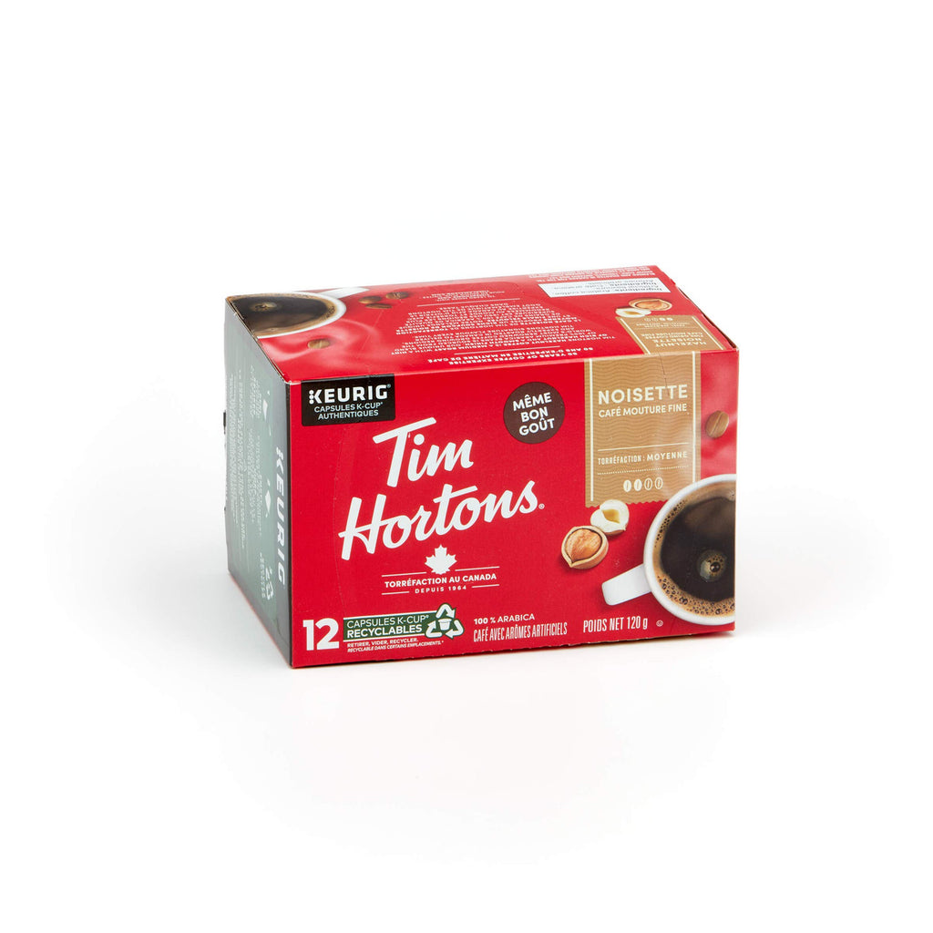 Tim Hortons Hazelnut Light Medium Roast Coffee, Keurig K-cup compatible pods, 120g, 12 pods {Imported from Canada}