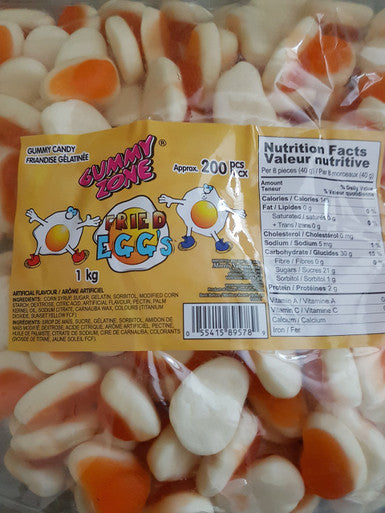 Gummy Zone Gummy Candy, Fried Eggs, 1kg/2.2 lbs., {Imported from Canada}