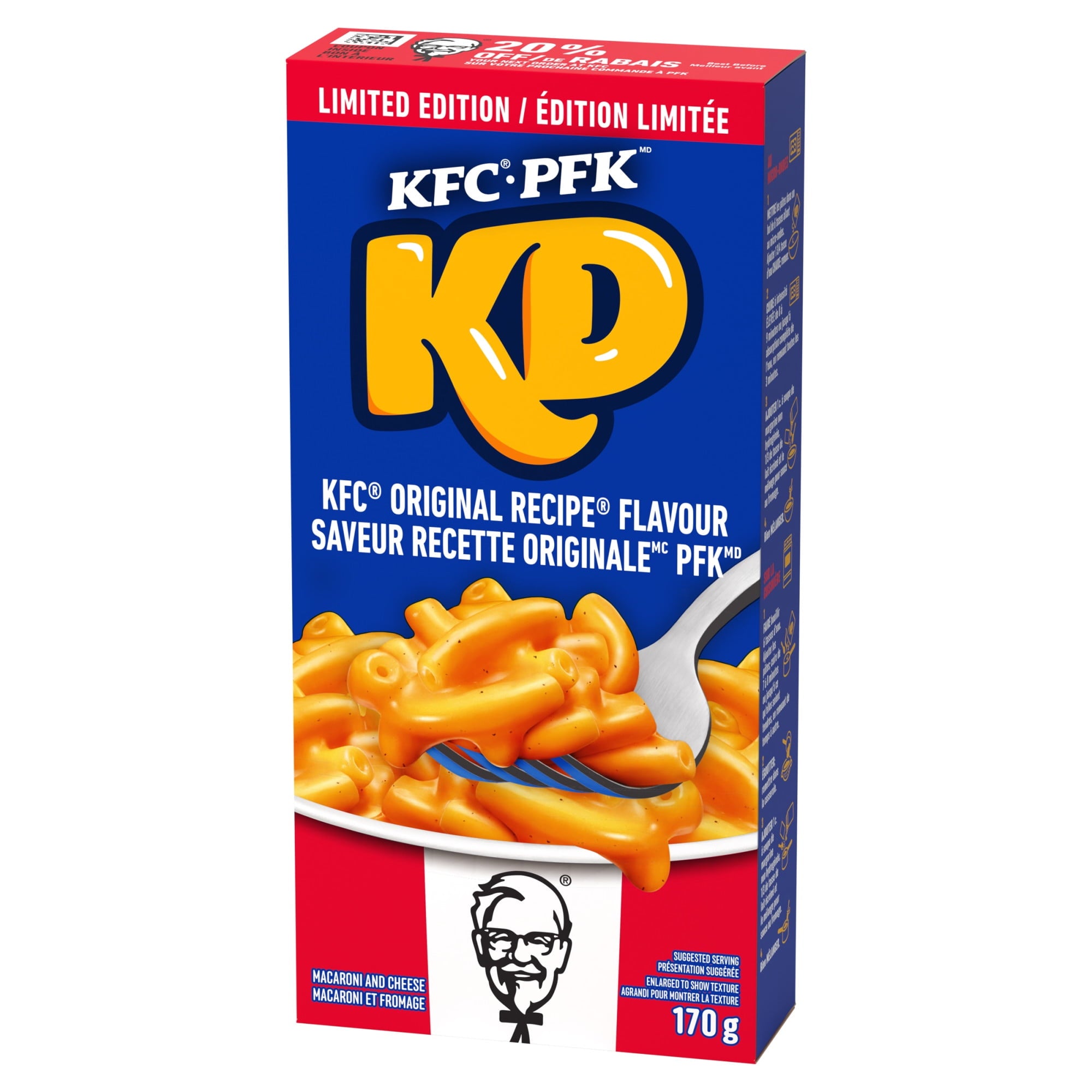 KD Kraft Dinner KFC Original Recipe Flavored Mac & Cheese Mix, 170g/6 oz.