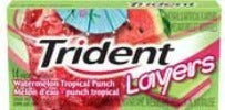 Trident Layers Sugar Free Gum (14-Pieces/Pack, 12ct/Box) (Watermelon Tropical Punch) (Imported from Canada)