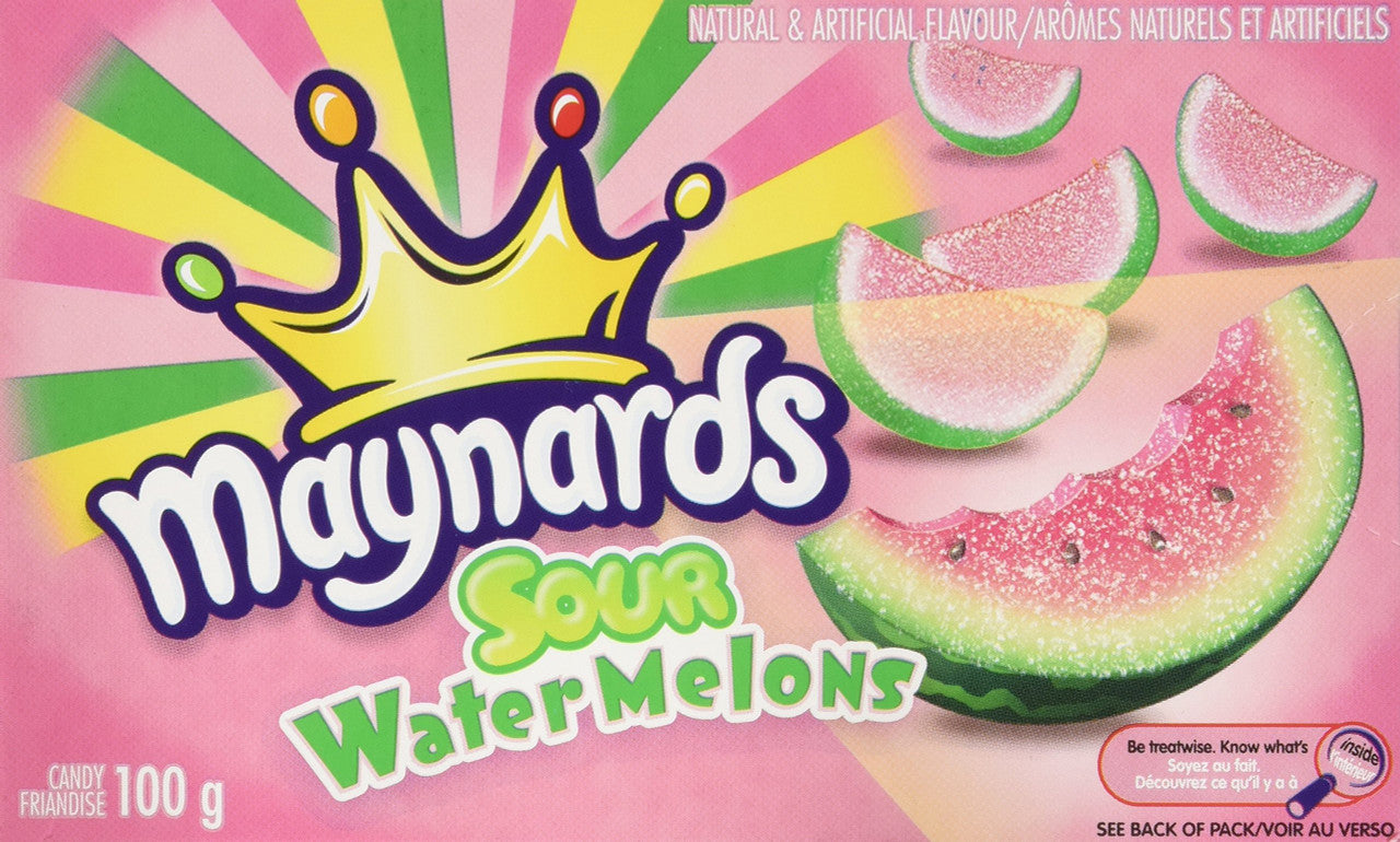 Maynards Sour Watermelon Candy Boxes, (12pk), 100g/3.5oz., per Box. {Imported from Canada}