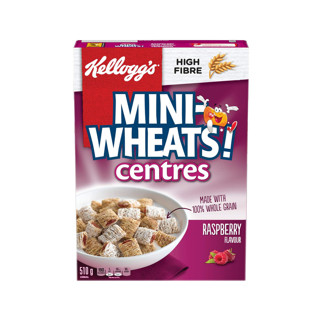 Kellogg's Mini-Wheats Centres Raspberry Flavour Cereal 510g/18oz. (Imported from Canada)