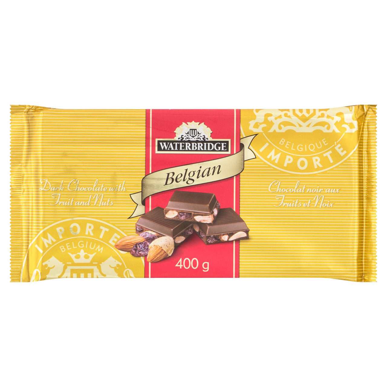 Waterbridge Candy Bar, 400g/14.1oz, Belgian Dark Chocolate Fruit and Nut