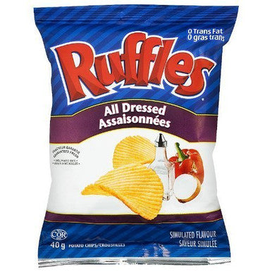 Lay's Ruffles Potato Chips, All Dressed, 40 Grams/1.4 Ounces - 24 Pack
