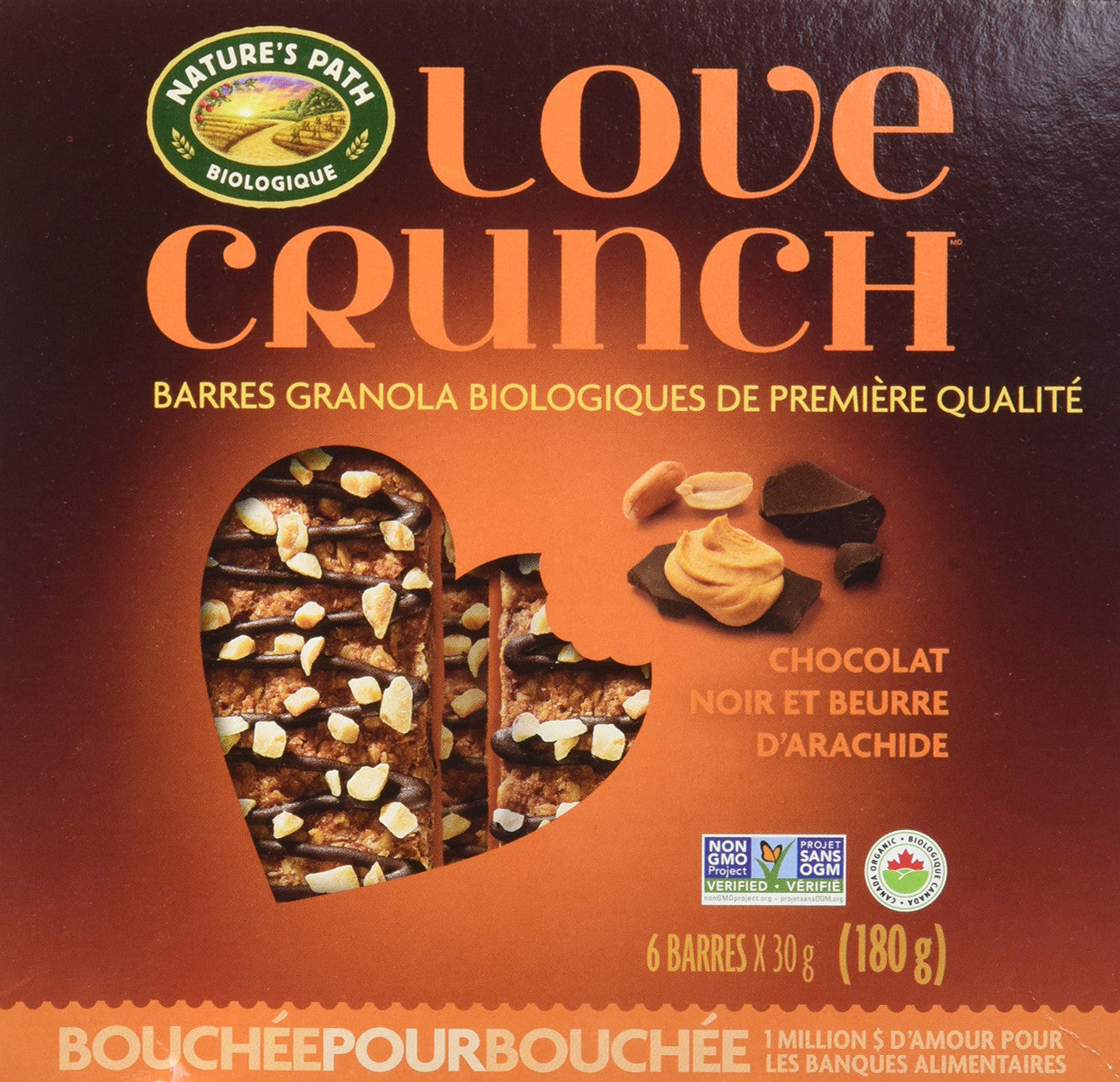 Nature's Path Organic Granola Bar - Love Crunch Chocolate Peanut Butter, 180g/6.3oz., {Imported from Canada}