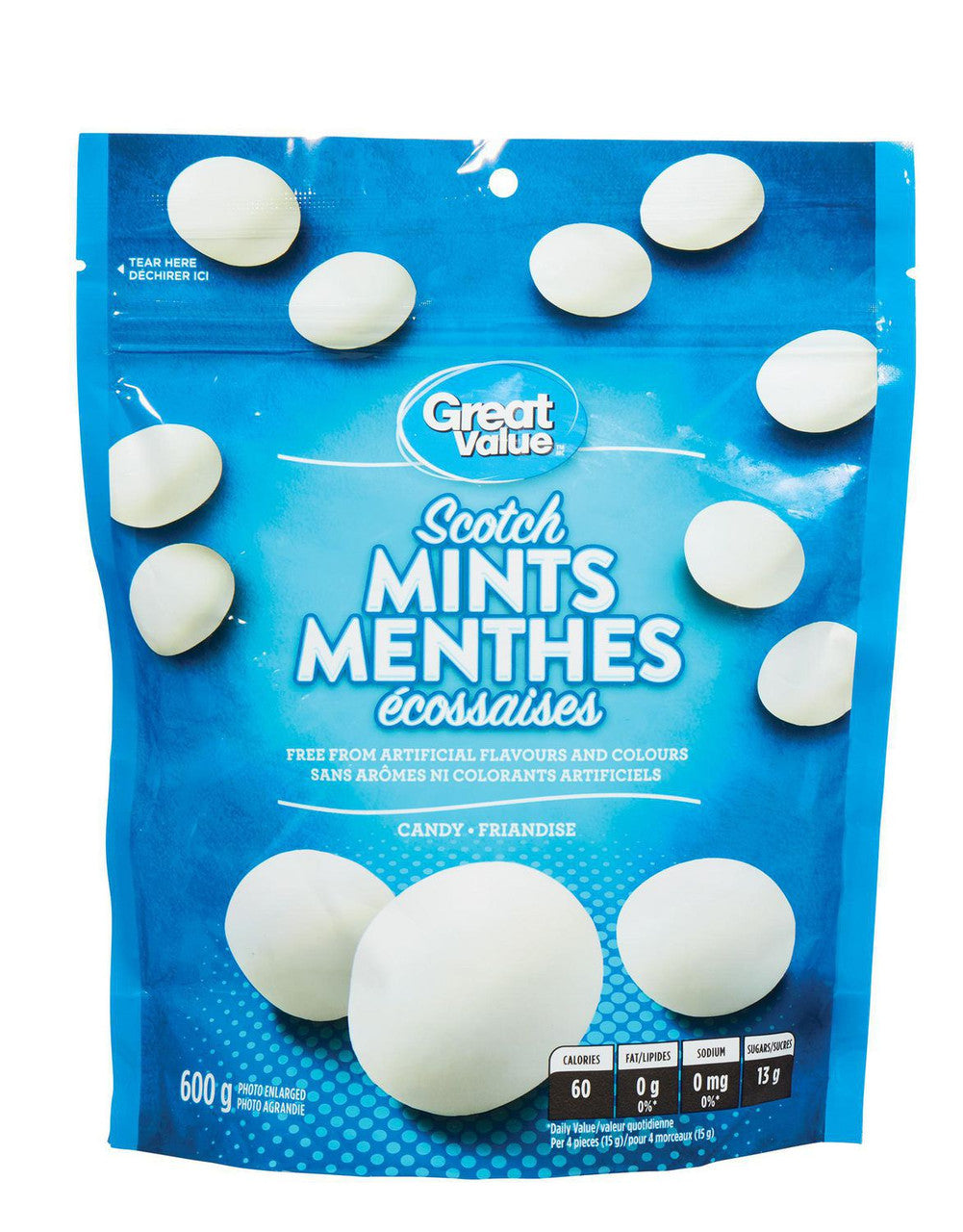 Great Value Scotch Mints, 600 gram/21.2 ounce., Bag Candy, {Imported from Canada}