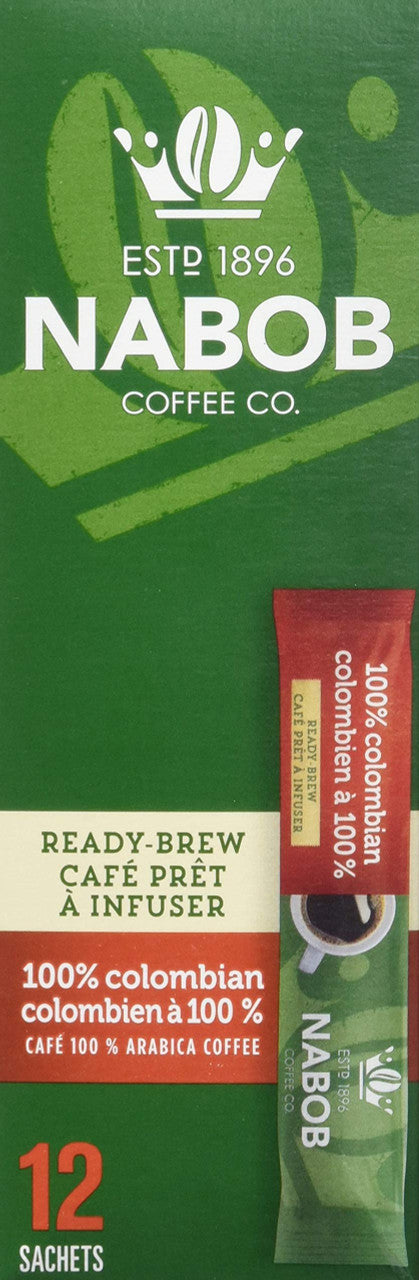 Nabob Ready-Brew Coffee, 100% Colombian, 3g Sticks, 12 Count, {Imported from Canada}