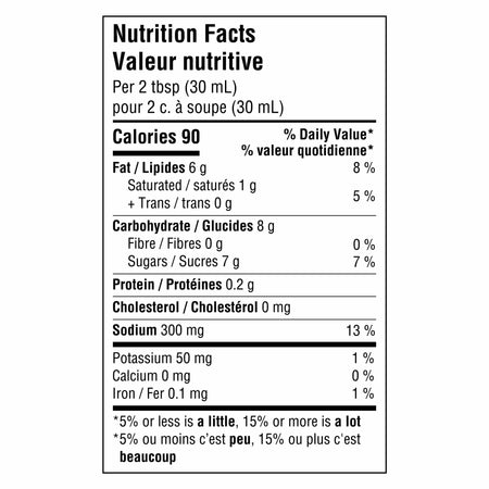 Kraft Catalina Dressing 425ml/14.4 oz., Bottle, nutrition facts label