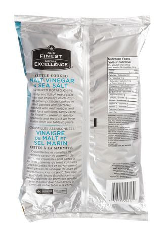 Our Finest Kettle Cooked Malt Vinegar & Sea Salt Chips, 180g/6.3oz., {Imported from Canada}
