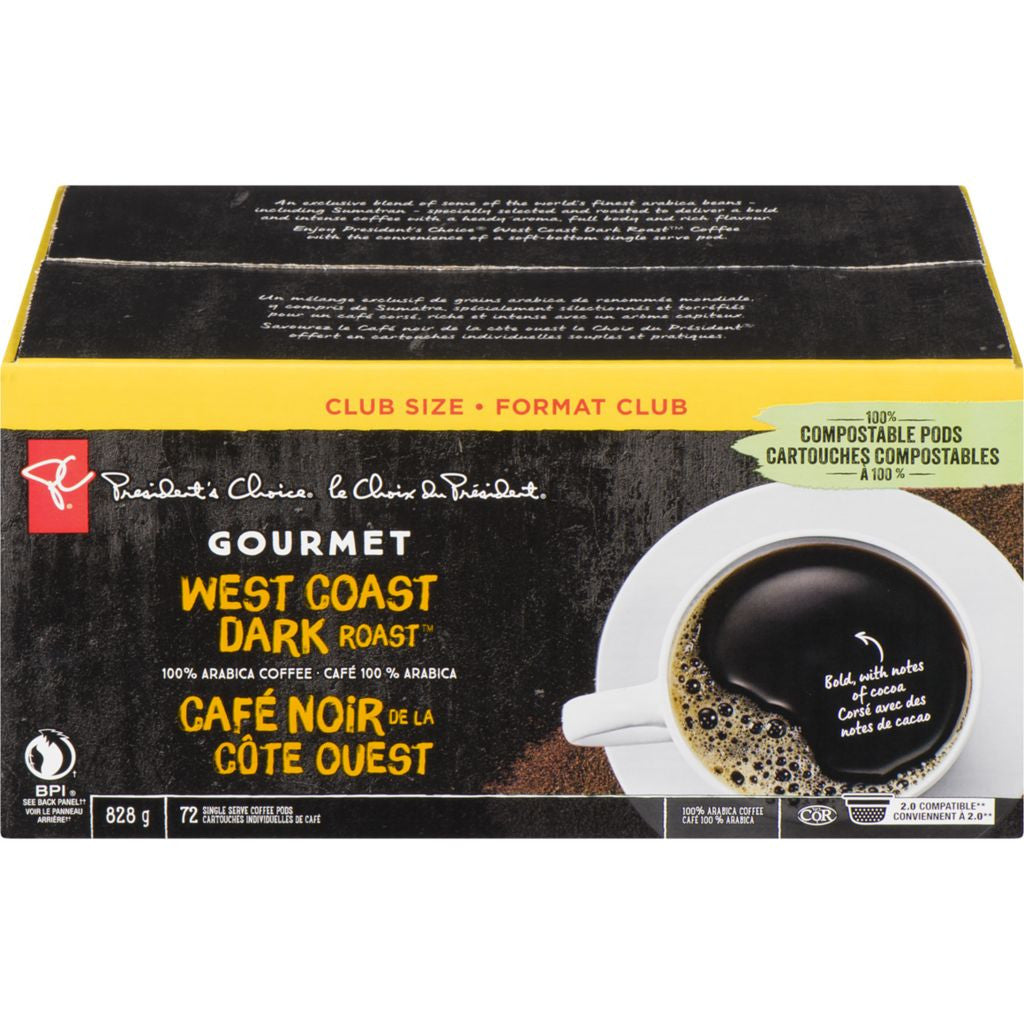 President's Choice Single Serve Keurig Pods, Gourmet West Coast Dark Roast, 72ct (Imported from Canada)