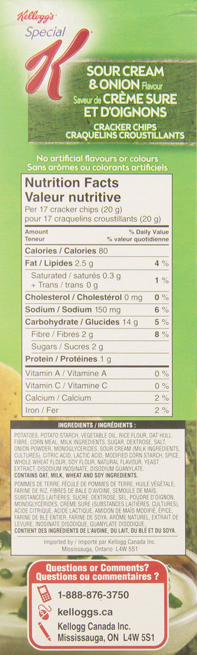Kellogg's Special K Cracker Chips Sour Cream and Onion 113 Gram/3.98oz {Imported from Canada}