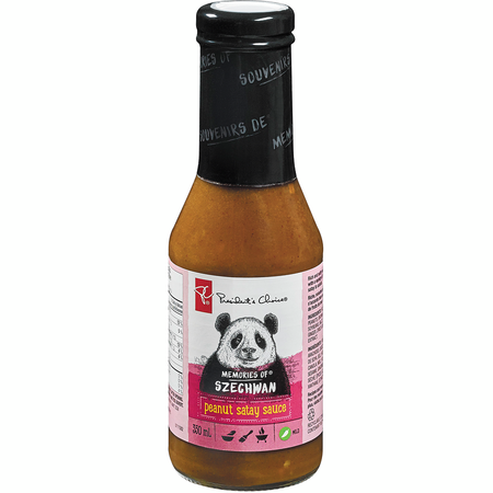 PC MEMORIES OF Szechwan Spicy Peanut Satay Sauce, 350ml/11.8oz., (2 Pack) {Imported from Canada}