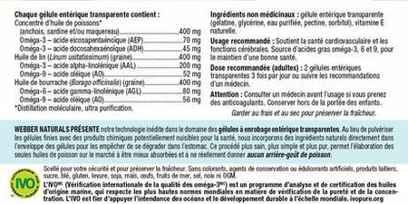 Webber Naturals Omega 3-6-9 High Potency 1200 mg  Fish, Flax & Borage, 180 Softgels