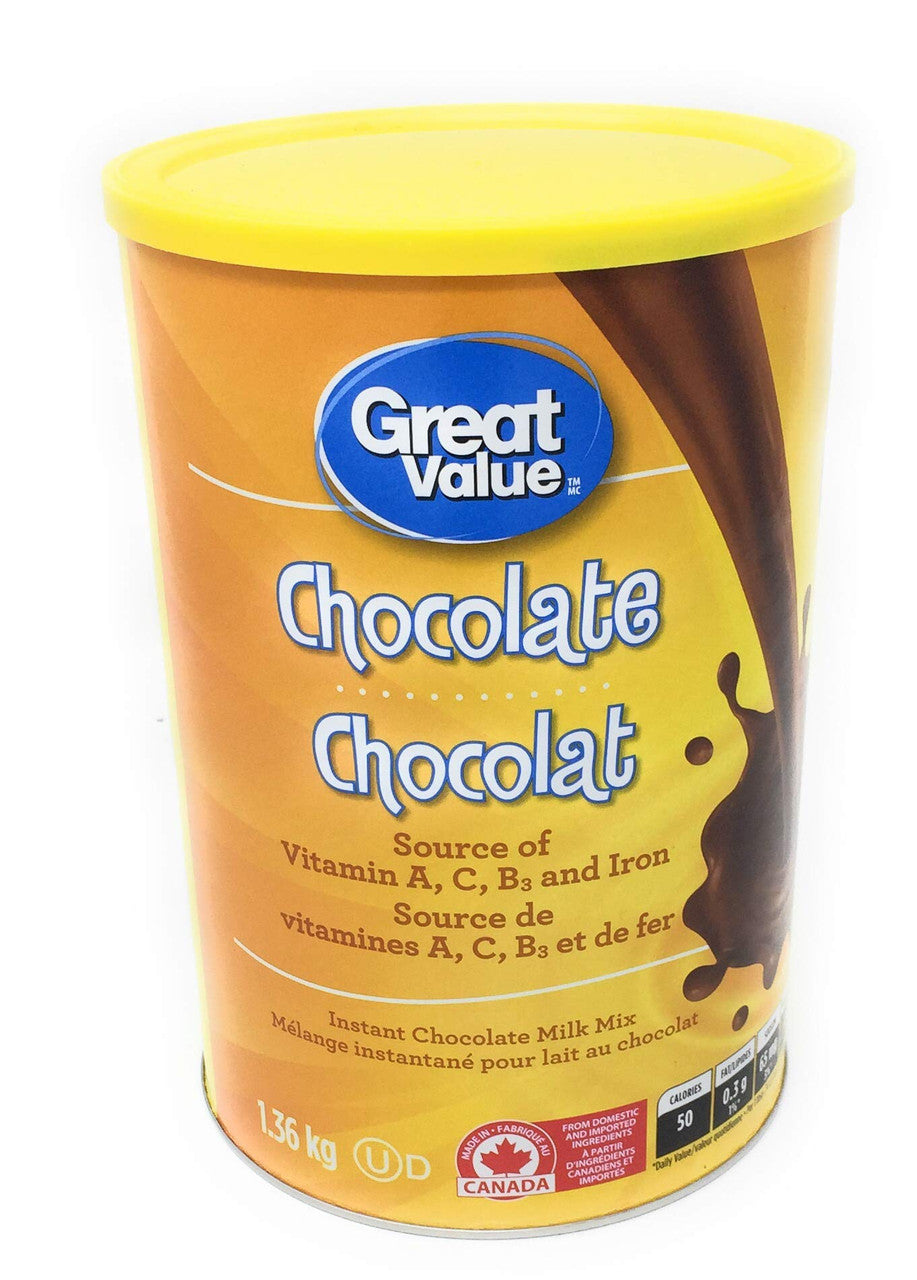 Great Value Instant Chocolate Milk Mix - 1.36kg/3 lbs., {Imported from Canada}