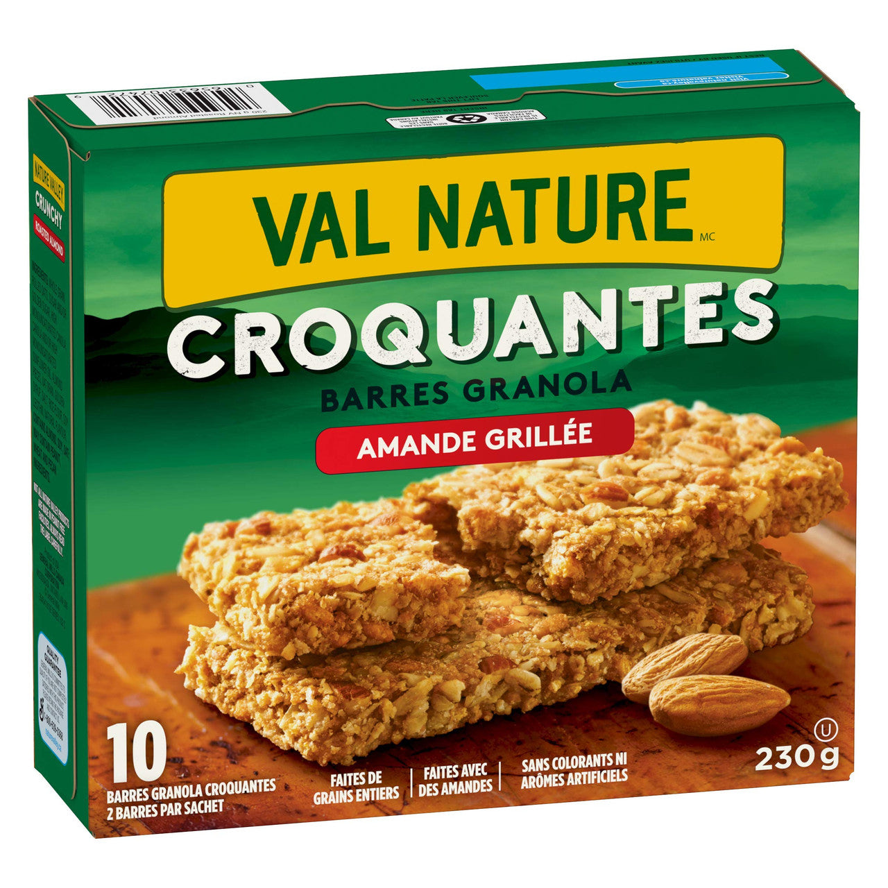 NATURE VALLEY Crunchy Roasted Almond Granola Bars, 10-Count, Box, 230g/8.1 oz., {Imported from Canada}
