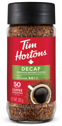 Tim Hortons Premium Instant Coffee (Decaf), 100g/3.5oz., {Imported from Canada}