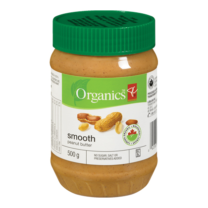 President's Choice Organics Smooth Peanut Butter, 500g/17.6oz., {Imported from Canada}