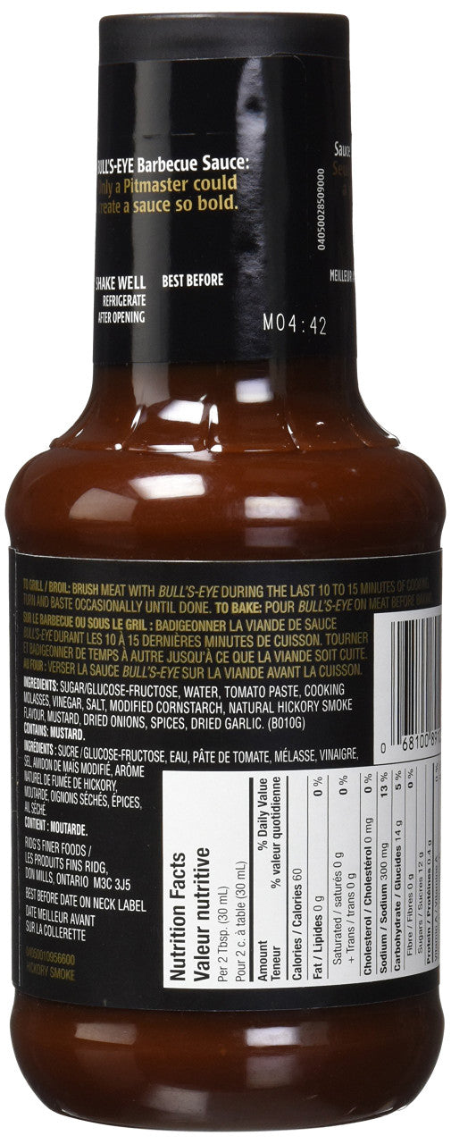 Bull's-Eye Old West Hickory BBQ Sauce, 425ml/14oz, (Imported from Canada)